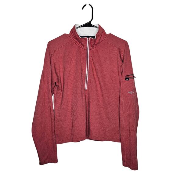 Horny Toad & Co Fleece sweater Mens Large Red 1/4 Zip Pullover athletic wear - Picture 1 of 5